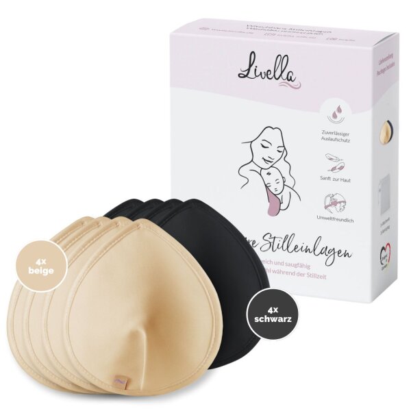 Livella Washable Nursing Pads 8 pcs. beige and black