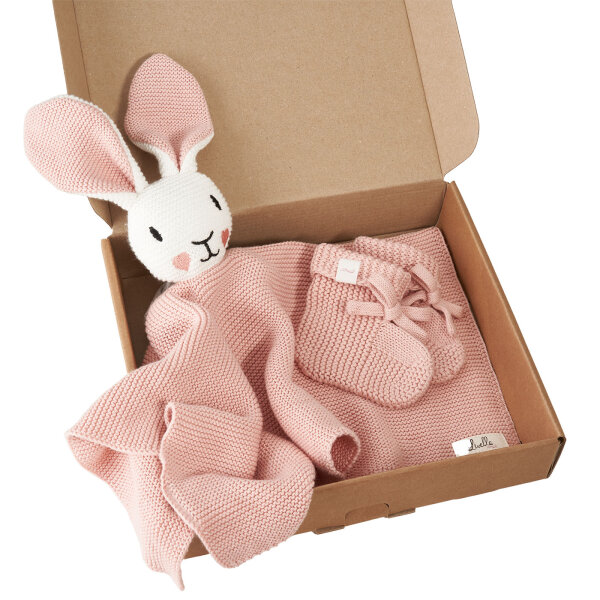 Livella Kuscheltuch Hase mit Söckchen (rosa) aus Bio-Baumwolle